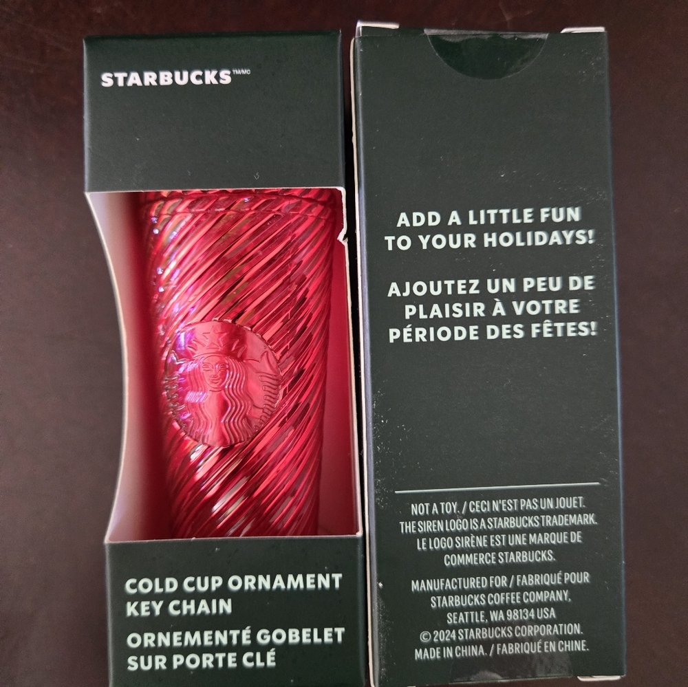 Starbucks Holiday Ornament keychain and cold cup combo red‎ swirl - Picture 2 of 3